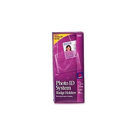Avery Avery Hanging Style Photo ID Badge Holders, Horizontal, 3" x 4", 100/Box 2922